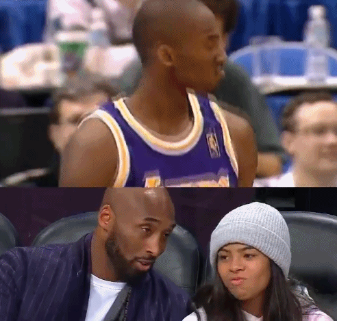 美媒发布科比18岁时与自己女儿13时的表情对比