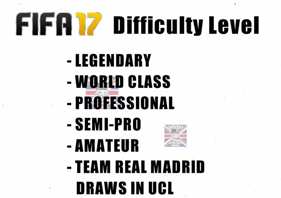 FIFA17的最容易级别为皇.
