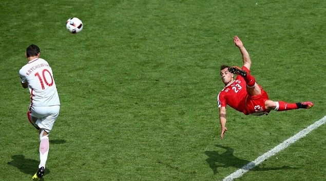 沙奇里倒钩世界波,瑞士1-1波兰进入加时_虎扑