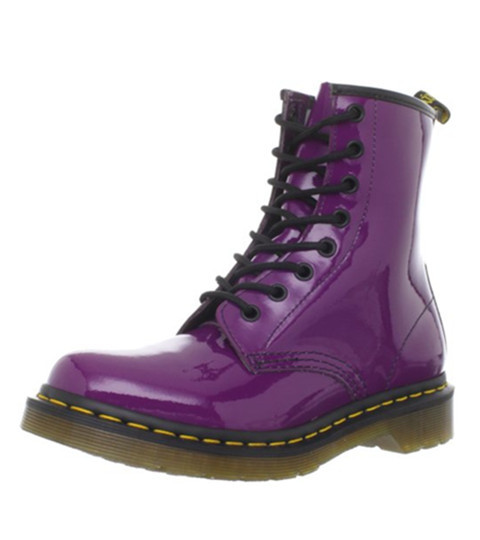 dr. martens 女士马丁靴 1460经典款 紫色亮皮