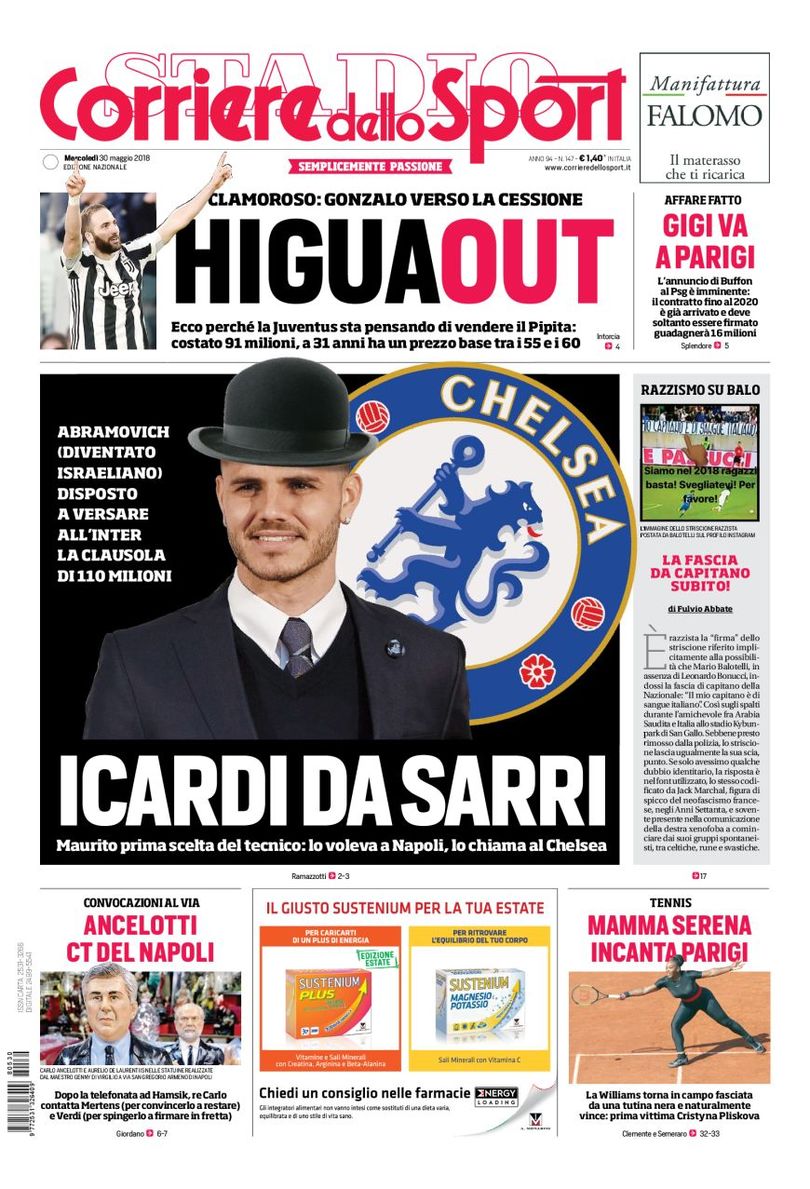 曝切尔西愿意支付1.1亿解约金买下伊卡尔迪