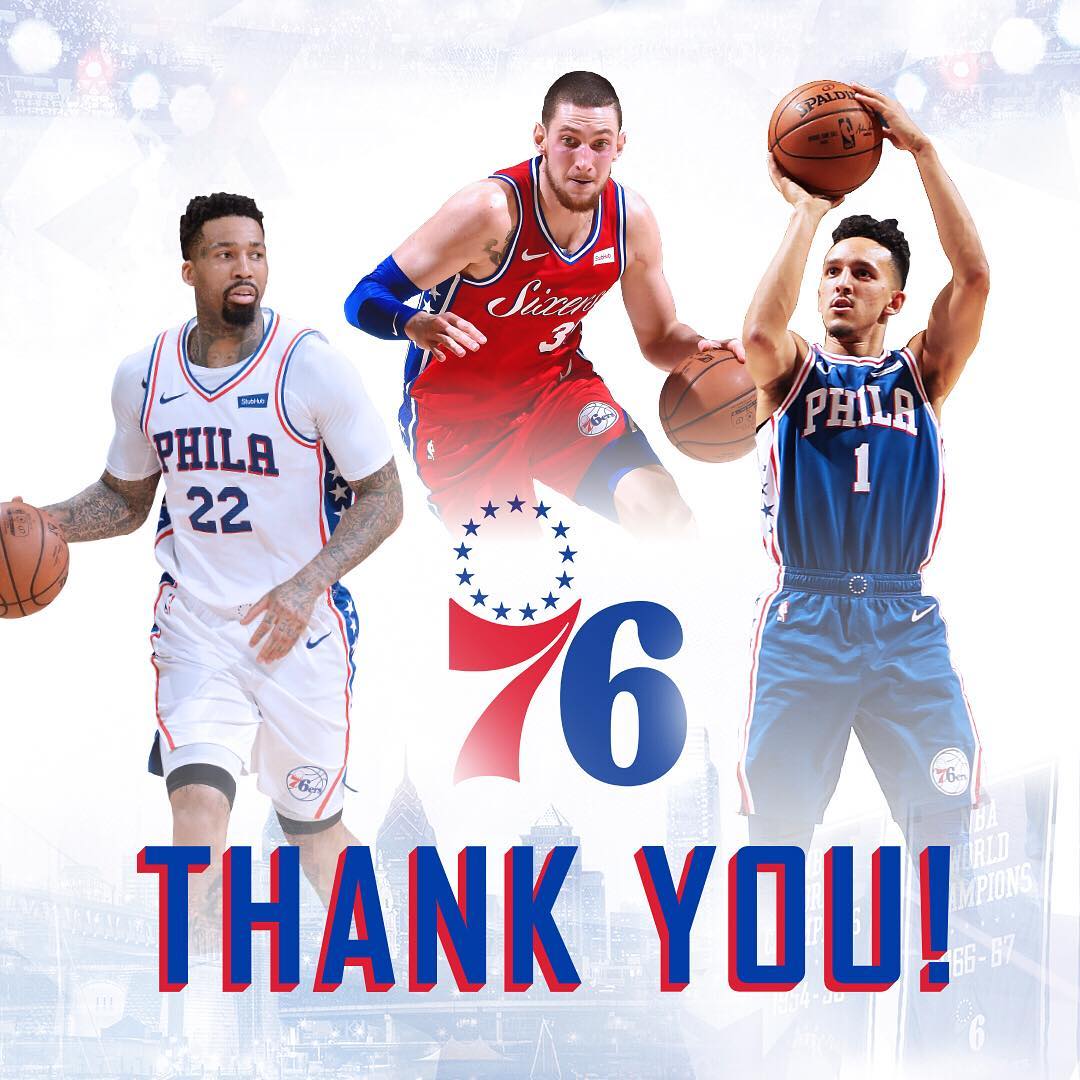 76人官方制作海报感谢旧将,欢迎新人
