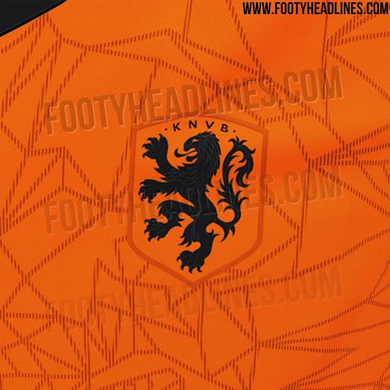 荷兰2020年欧洲杯球衣谍照:橙色雄狮绘于胸前