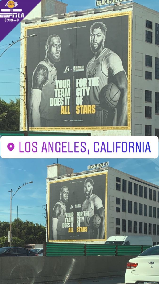 洛杉磯街頭出現為詹姆斯和濃眉全明星拉票的巨幅廣告 運動 第2張