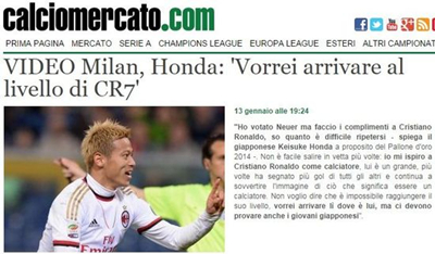 本田圭佑:C罗是榜样,战伊拉克目标3分_虎扑中