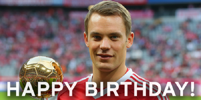 拜仁俱乐部官方祝福诺伊尔生日快乐