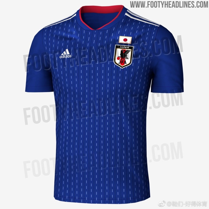 日本队世界杯球衣曝光:蓝色为底色,正面布满白