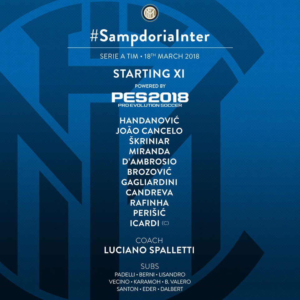 桑普vs国米首发：伊卡尔迪和拉菲尼亚领衔