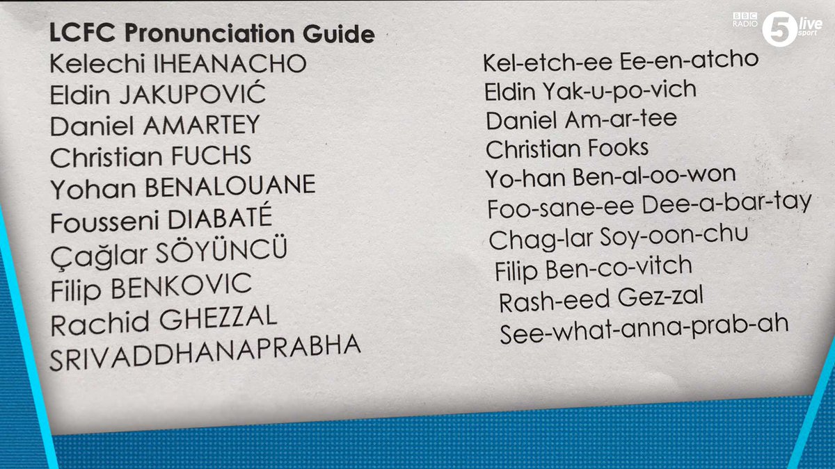 你会读吗？莱斯特城贴心提供球员姓名发音指南，老板名字最难读
