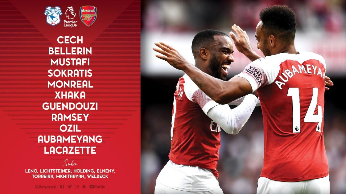 卡迪夫城vs<a href=https://www.310bf.com/tags-%E9%98%BF%E6%A3%AE%E7%BA%B3-0.html target=_blank class=infotextkey>阿森纳</a>：奥巴梅扬、拉卡泽特首发