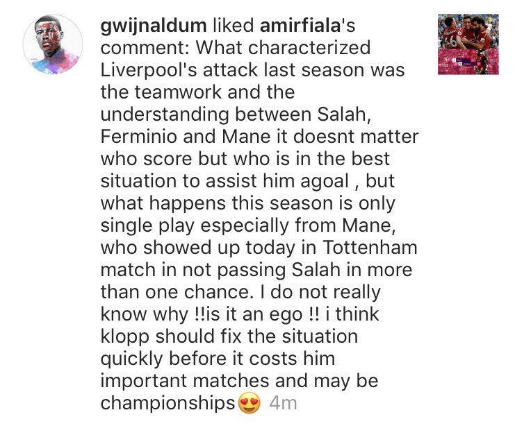 点赞网友批马内的帖子？维纳尔杜姆：不小心点到的