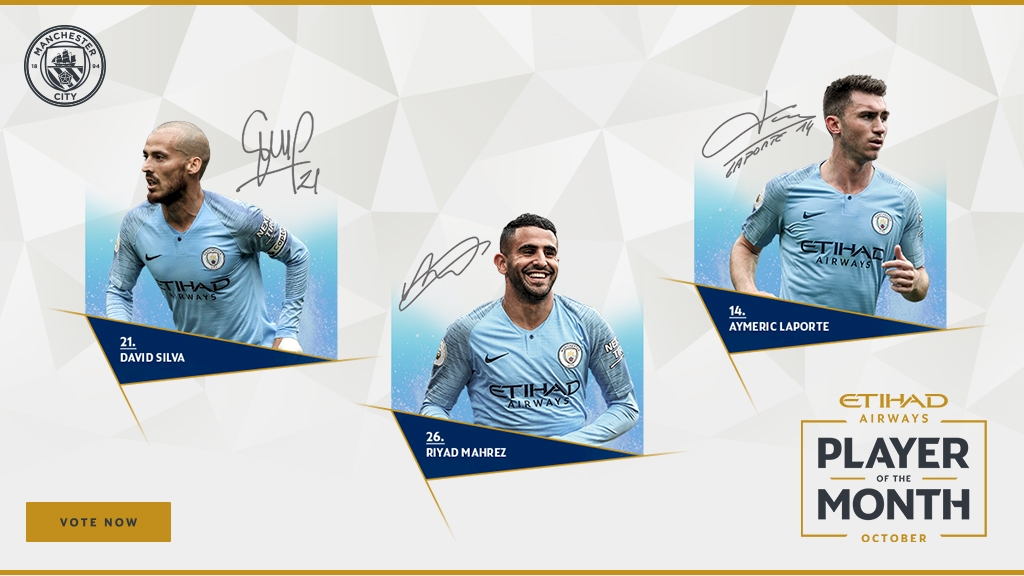 曼城10月最佳球员候选：马赫雷斯，拉波特，大卫-席尔瓦