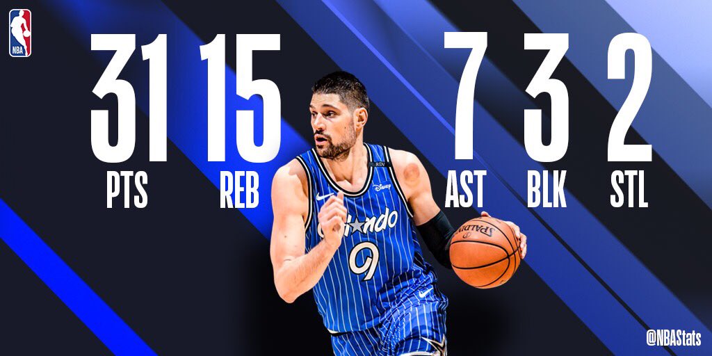 NBA官方评选今日最佳数据：武切维奇砍下31+15+7当选