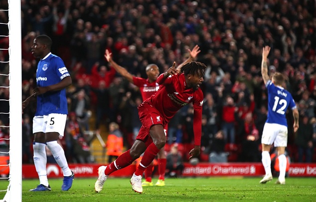 皮克福德送礼奥里吉中框+补时绝杀，利物浦1-0埃弗顿