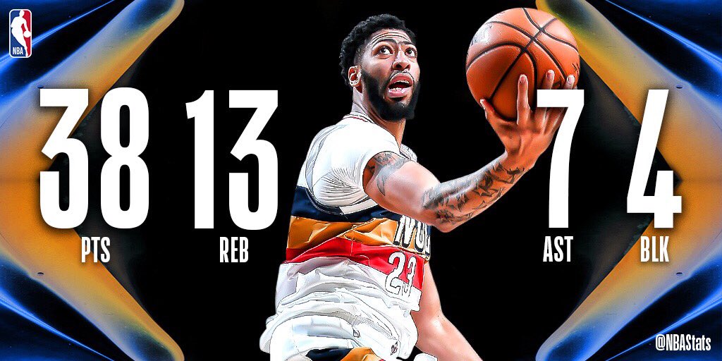 NBA官方评选今日最佳数据：戴维斯38+13+7成功当选