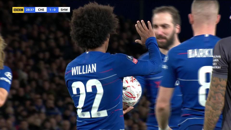 威廉：我本来想让伊瓜因来罚点球，我想让他收获首球