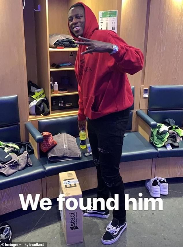 门迪现身曼城更衣室，沃克发推调侃：我们找到他啦