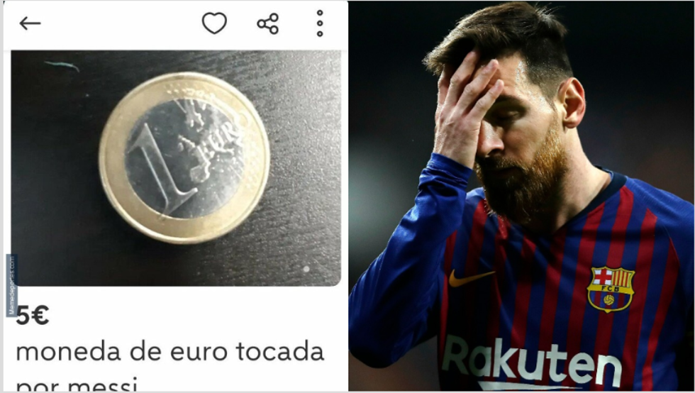 升值五倍?一网友标价5欧出售梅西摸过的1欧硬币