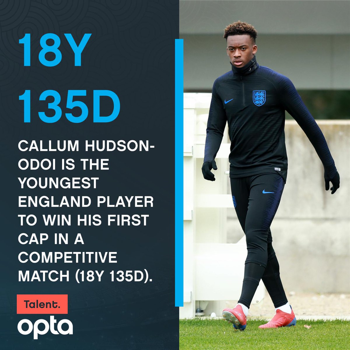 年少有为，奥多伊成英格兰队史出战正式比赛最年轻的球员