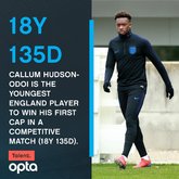 年少有为，奥多伊成英格兰队史出战正式比赛最年轻的球员