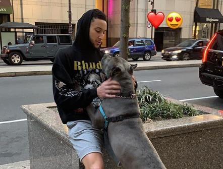 邻家大男孩！西蒙斯晒出自己与爱犬的合照