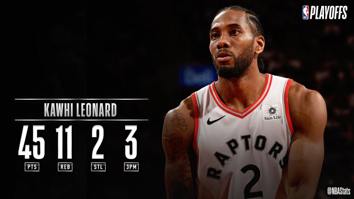 NBA官方评选今日最佳数据：伦纳德45+11+2当选