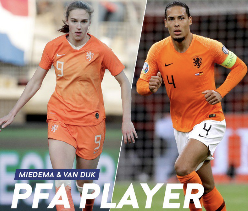 橙衣军团包揽！范戴克、米德玛拿下PFA最佳男女球员奖