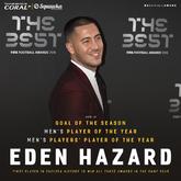 蓝军传奇！阿扎尔成切尔西队史首位包揽3个大奖的球员