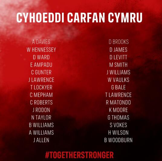 威尔士国家队大名单：贝尔领衔，拉姆塞伤缺