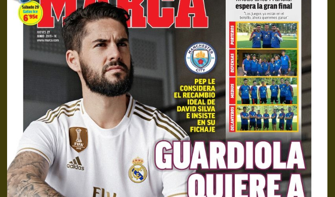 马卡报封面：瓜迪奥拉希望伊斯科来曼城接班席尔瓦