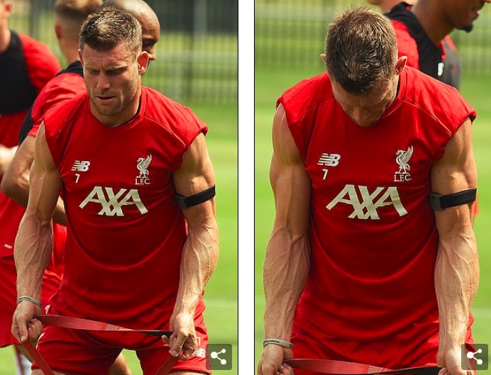 米尔纳手臂肌肉震惊球迷：他的假期是划船训练营吧？