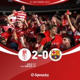 格拉纳达2-0巴萨，暂时登顶西甲联赛第一！