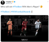 FIFA官推发起世界足球先生球迷投票：梅西46%暂时领跑