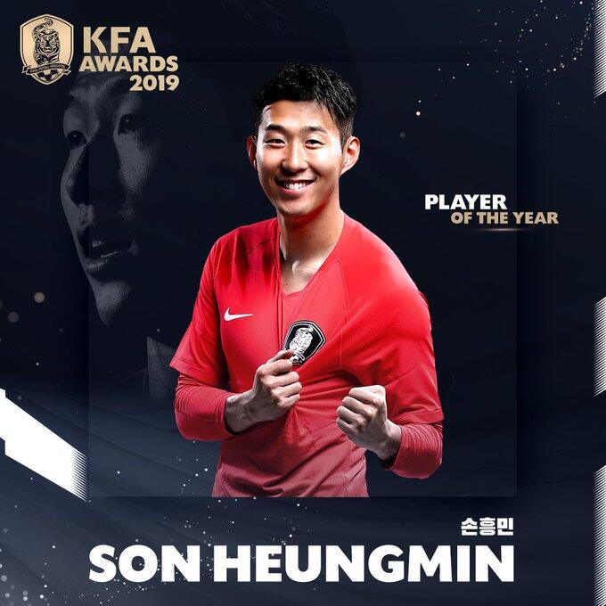 官方：孙兴慜当选韩国2019年最佳男足运动员