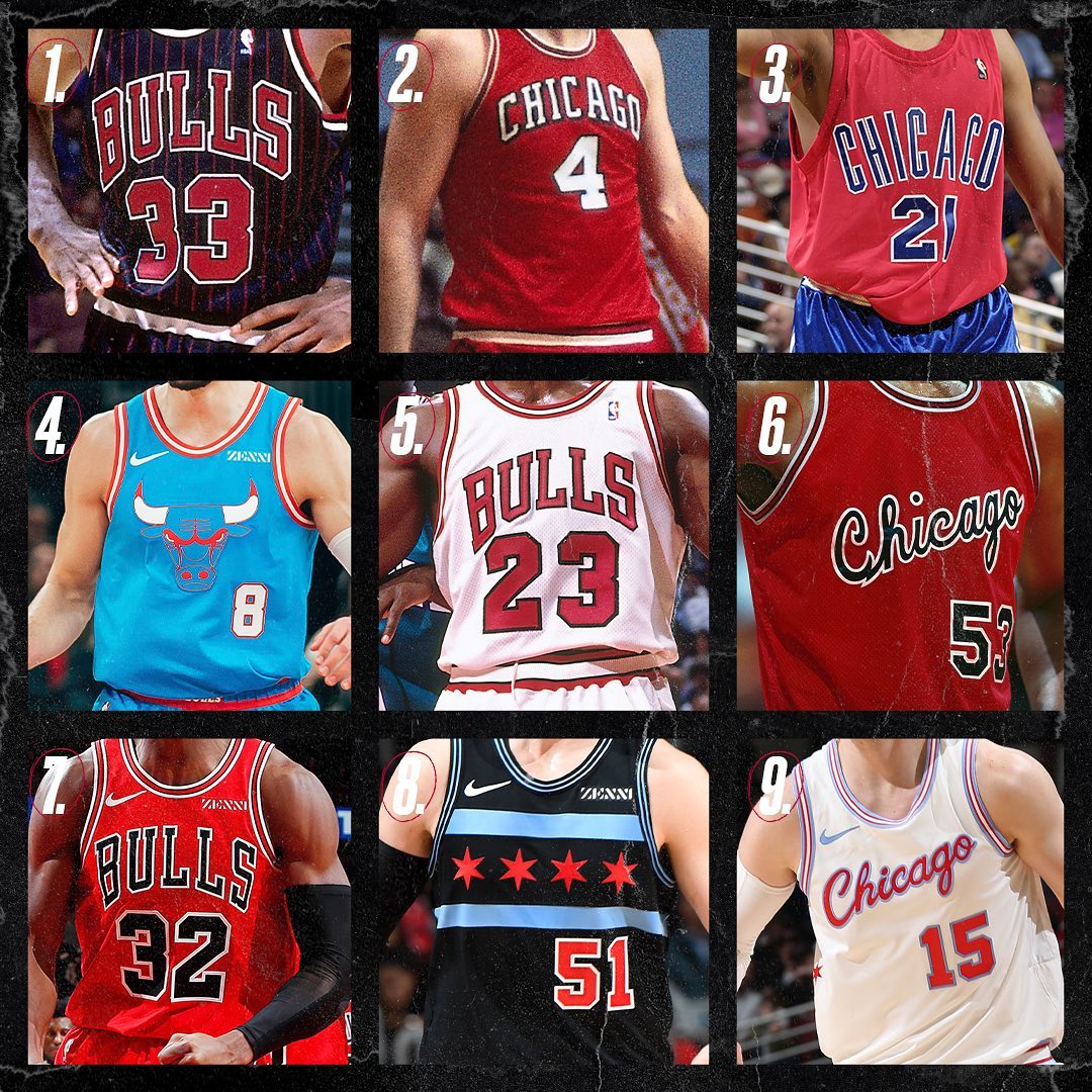 幸福九选三！公牛官方Ins晒9款球衣，让网友选出三张
