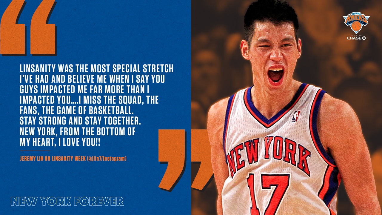 尼克斯官方twitter纪念“林疯狂”：这段旅程永生难忘