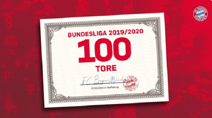 完美收官！拜仁慕尼黑本赛季联赛攻入100球
