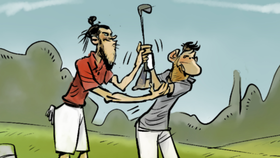不训练干点啥？漫画家新作：梅西跟着贝尔打高尔夫