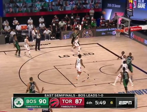 凯尔特人第四节打出一波25-9，反超比分