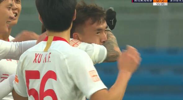GIF：王永珀远射死角破门扩大比分，深圳2-0黄海